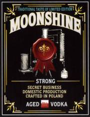 Nalepka na butelkę Moonshine Strong Aged Vodka