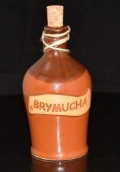Butelka pękata z kamionki z napisem Brymucha - 450ml + korek